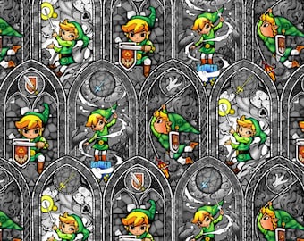 IN STOCK - Nintendo Fabric: Legend of Zelda Sword Powers 100% cotton 44" wide fabric by the yard (K148)