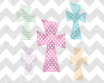 Cross SVG, Christian Cross SVG, Chevron Cross Svg, Polka Dot Cross Svg, Quatrefoil Cross Svg, Cross Dxf, Cross Cut File, Silhouette, Cricut