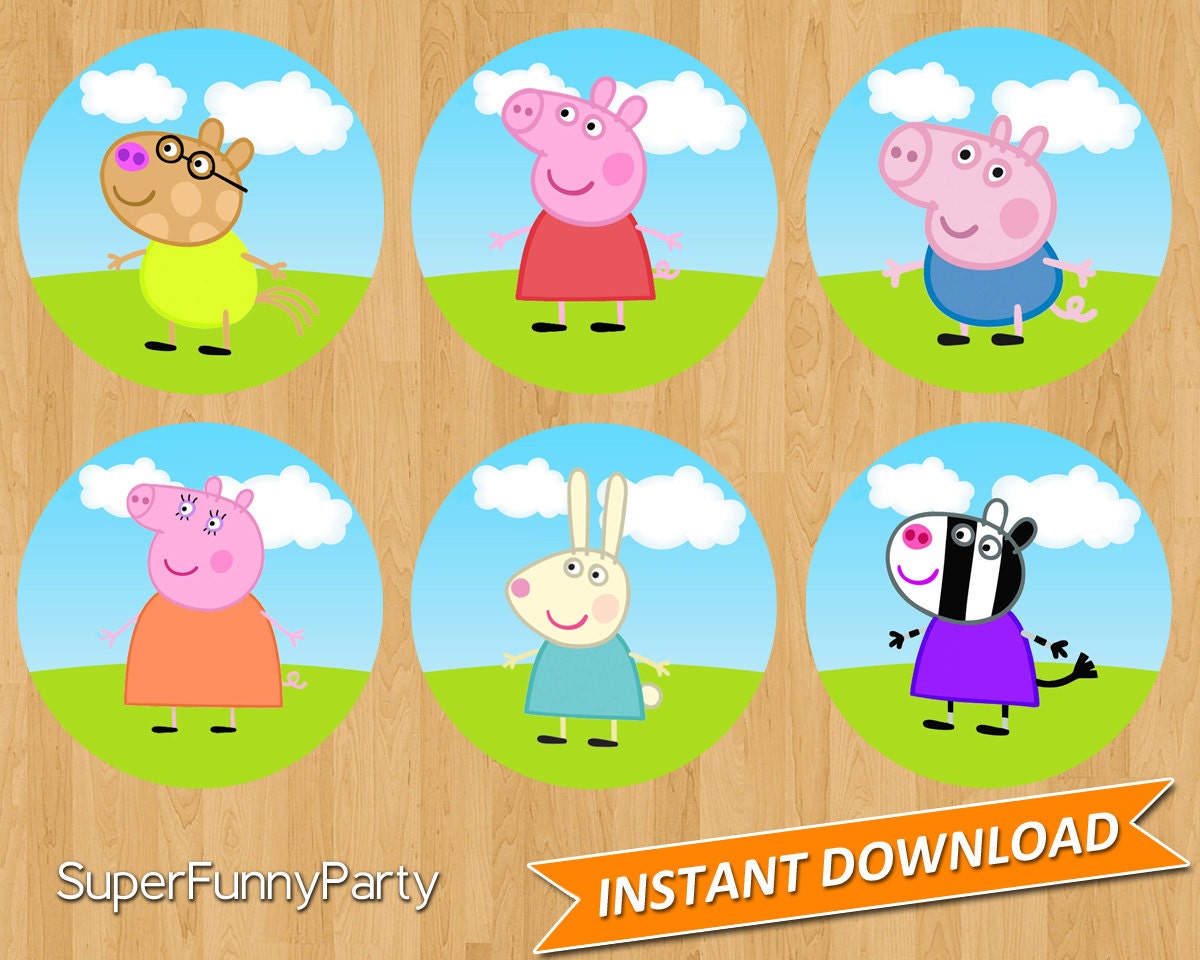 Download Peppa Pig Episodes To Watch Offline Peppa Pig Cupcake Toppers Instant Download by SuperFunnyParty