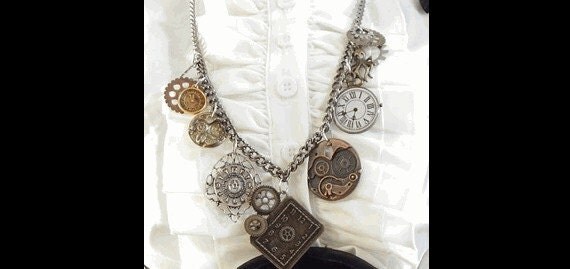 Ready to ship STEAMPUNK NECKLACE with Charms. 36" long CHAIN for costume cosplay Halloween. by MajesticVelvets steampunk buy now online Ready to ship STEAMPUNK NECKLACE with Charms. 36" long CHAIN for costume cosplay Halloween. by MajesticVelvets steampunk buy now online
