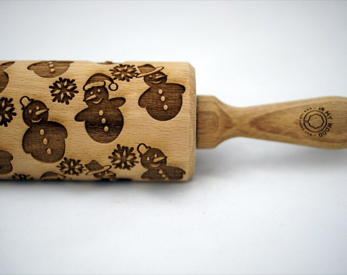 SNOWMAN CHRISTMAS rolling pin, embossing rolling pin, engraved rolling pin for a gift, christmas, gift ideas, gifts, unique, autumn, wedding