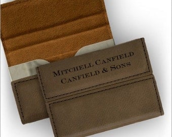 Personalized Leather Business Card Holder - 3431