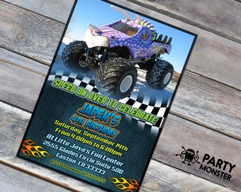 Monster truck birthday invitation, Monster truck party, Monster truck invite, DIY, Printable Monster truck invitation, Boys Birthday Invite