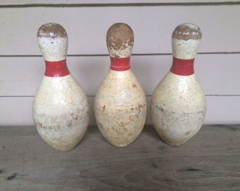 Set of 3 Vintage Duck Pins, 1950's Vintage Bowling Pins