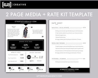 2-Page Media Kit Template | Press Kit for Bloggers & Influencers | Rate Sheet | Digital Download | "Rewarding Style"
