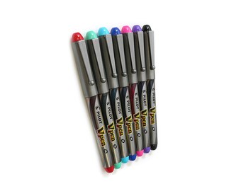 7-Color FULL Set - Pilot Vpen SVP-4M Assorted Colors Medium Point Disposable Fountain Pens