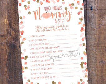 Who Knows Mommy Best? Baby Shower Game {digital file} Fall/Halloween baby shower