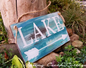 Uniquely Handpainted Signs, Lake House Decor, Wood Sign, Lodge Decor, Hand-painted, Cabin Sign, Signs With Arrows, Rustic Signs