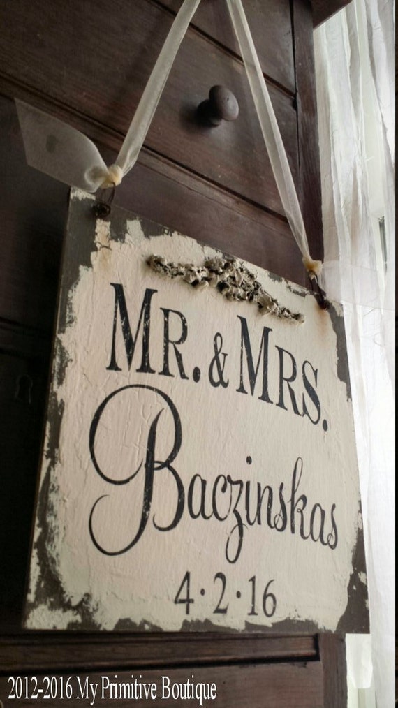 Personalized Name Sign RING BEARER SIGN Mr & Mrs