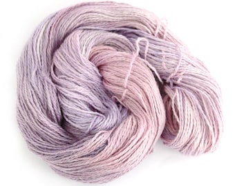 Double knitting yarn, hand dyed pink lilac DK baby alpaca linen silk blend light worsted crochet yarn skein, Perran Yarns Buddleia uk seller
