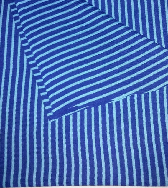 Cotton Baby rib knit fabric stripes navy sky blue by the yard