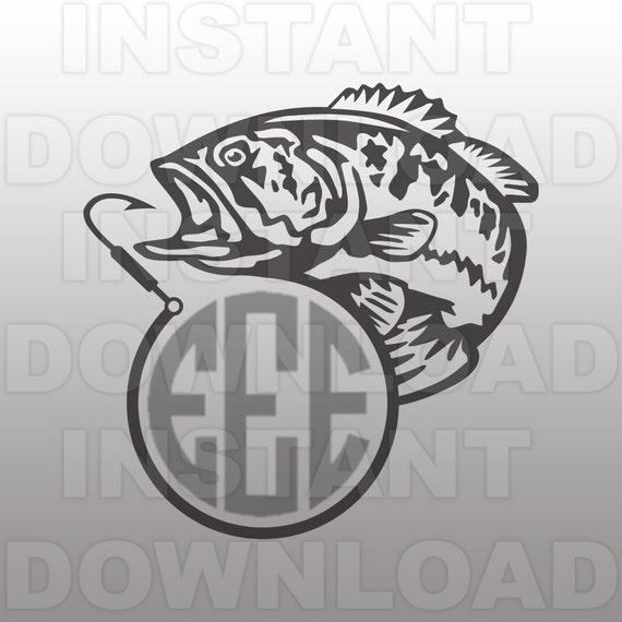 Download Fishing SVG FileFish Hook Monogram SVG FileBass SVGCutting
