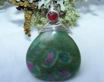 Large Ruby Zoisite briolette pendant