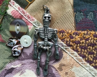 Articulated Nepalese Silver Skeleton Pendant