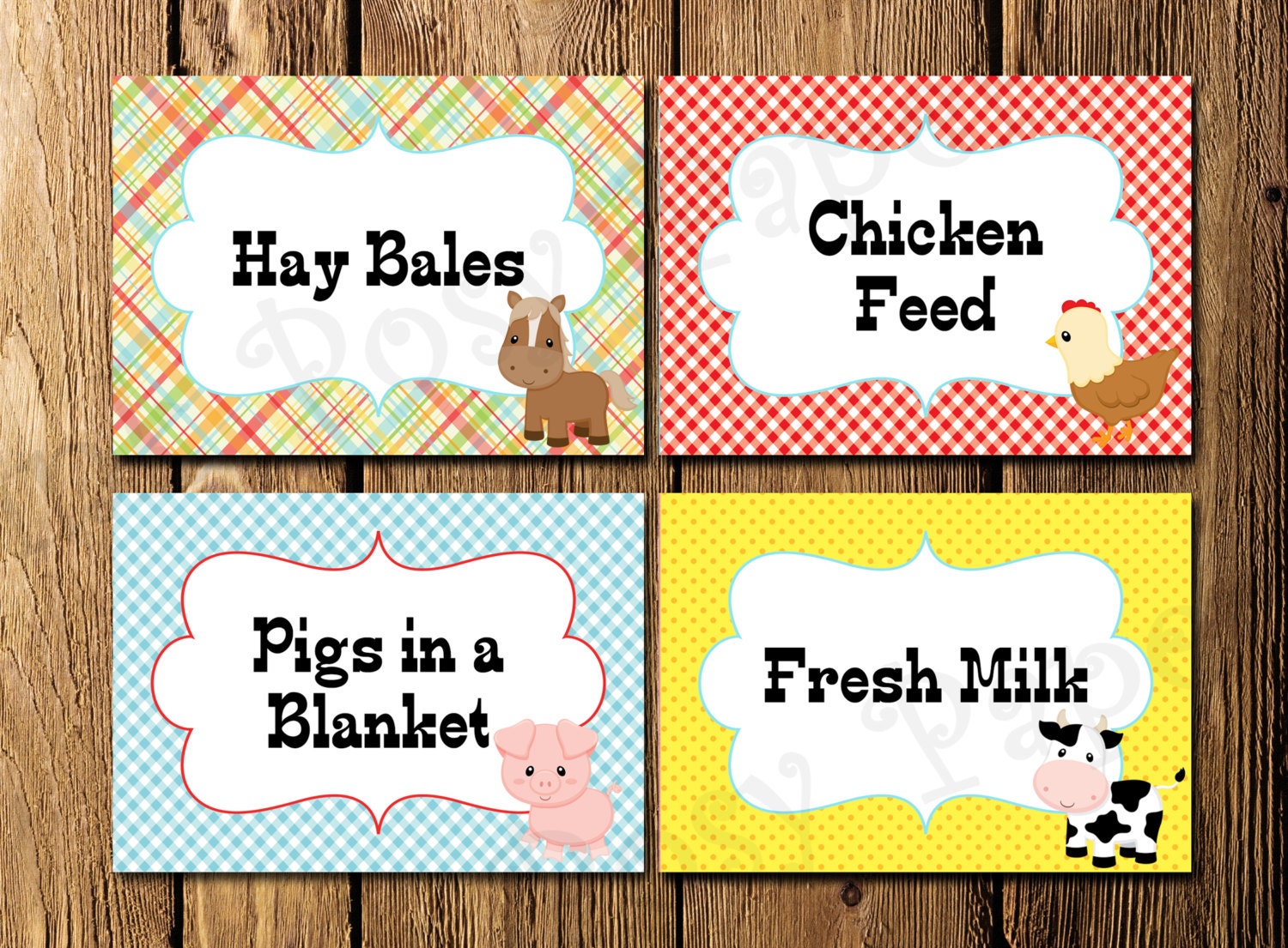 Printable Farm Animal Birthday Food Labels