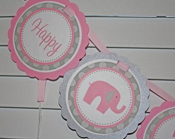 ELEPHANT Birthday Banner / Pink Elephant Banner / Pink Elephant Birthday Banner / Pink Elephant Birthday / Elephant Birthday/Elephant Shower