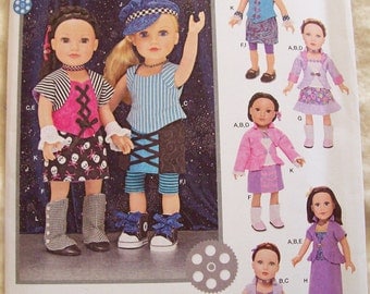 American Girl Doll Clothes Pattern, Simplicity 1087, 18 Inch Doll Clothes Pattern, Trendy Doll Clothes Pattern