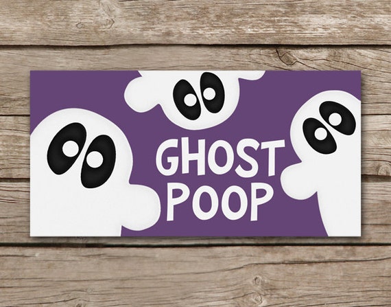 INSTANT DOWNLOAD Halloween Treat Bag Topper Ghost Poop