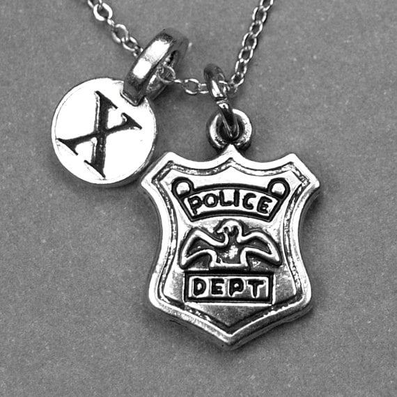 Police Badge Necklace Police shield charm Police Necklace