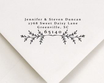 Return Address Stamp - Address Stamping - Wedding Inking Stamp - Address Stamp Inker - Addressing Stamp - Laurel Leaf - Rustic Design (401)
