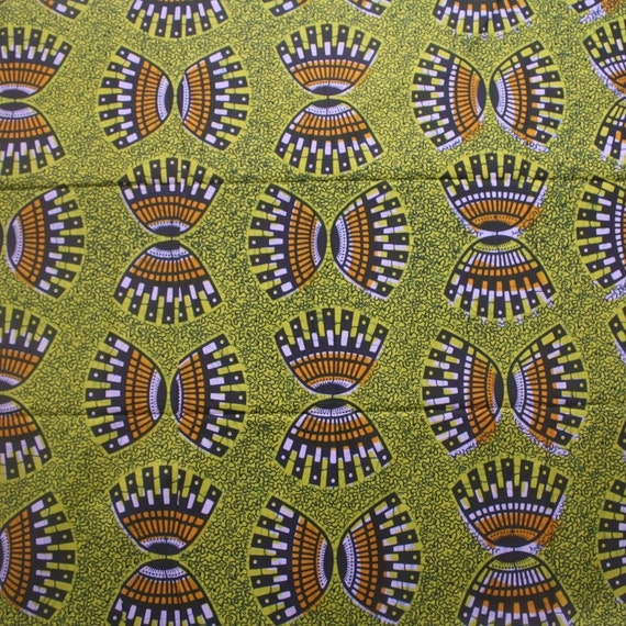 African Print Fabric Green African fabric Basket motif