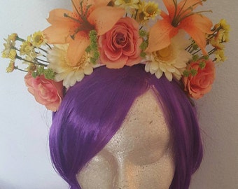 Flower crown, Floral crown, Lana Del Rey, Burning man, EDM, Coachella, Rose crown, MsFormaldehyde, Wedding, Wedding crown