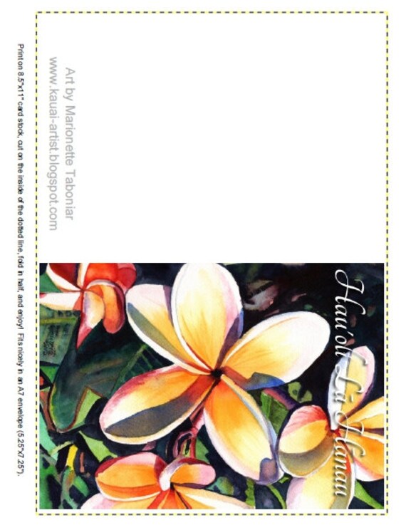 Printable DIY Happy Birthday Hawaiian Language card 5x7 pdf