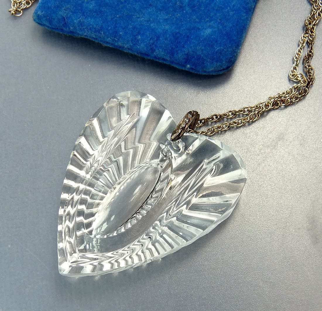 Waterford Crystal Heart Pendant Sterling Silver Chain by jujubee1