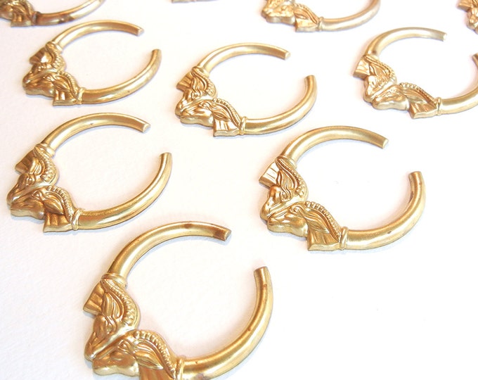 14 or 7 Pairs of Brass Classic Double Ram Hoop Stampings