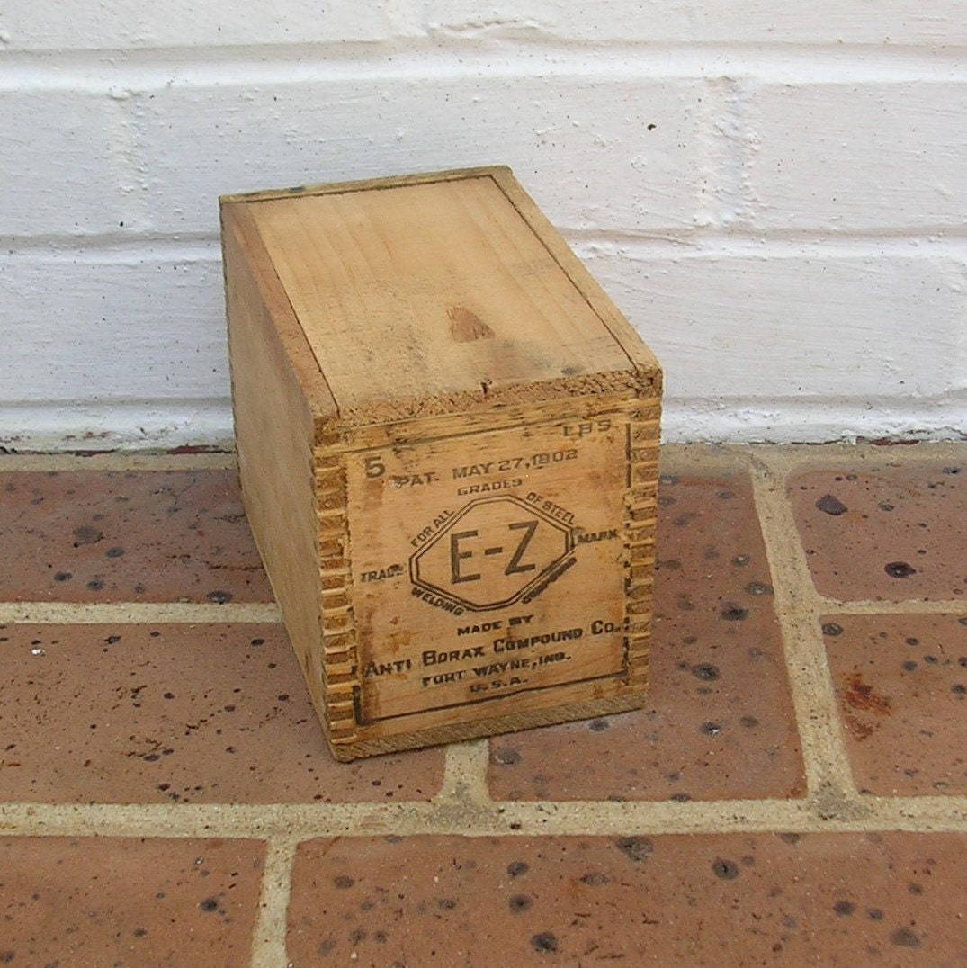 Antique Vintage Wood Wooden Box Borax Compound by timepassages