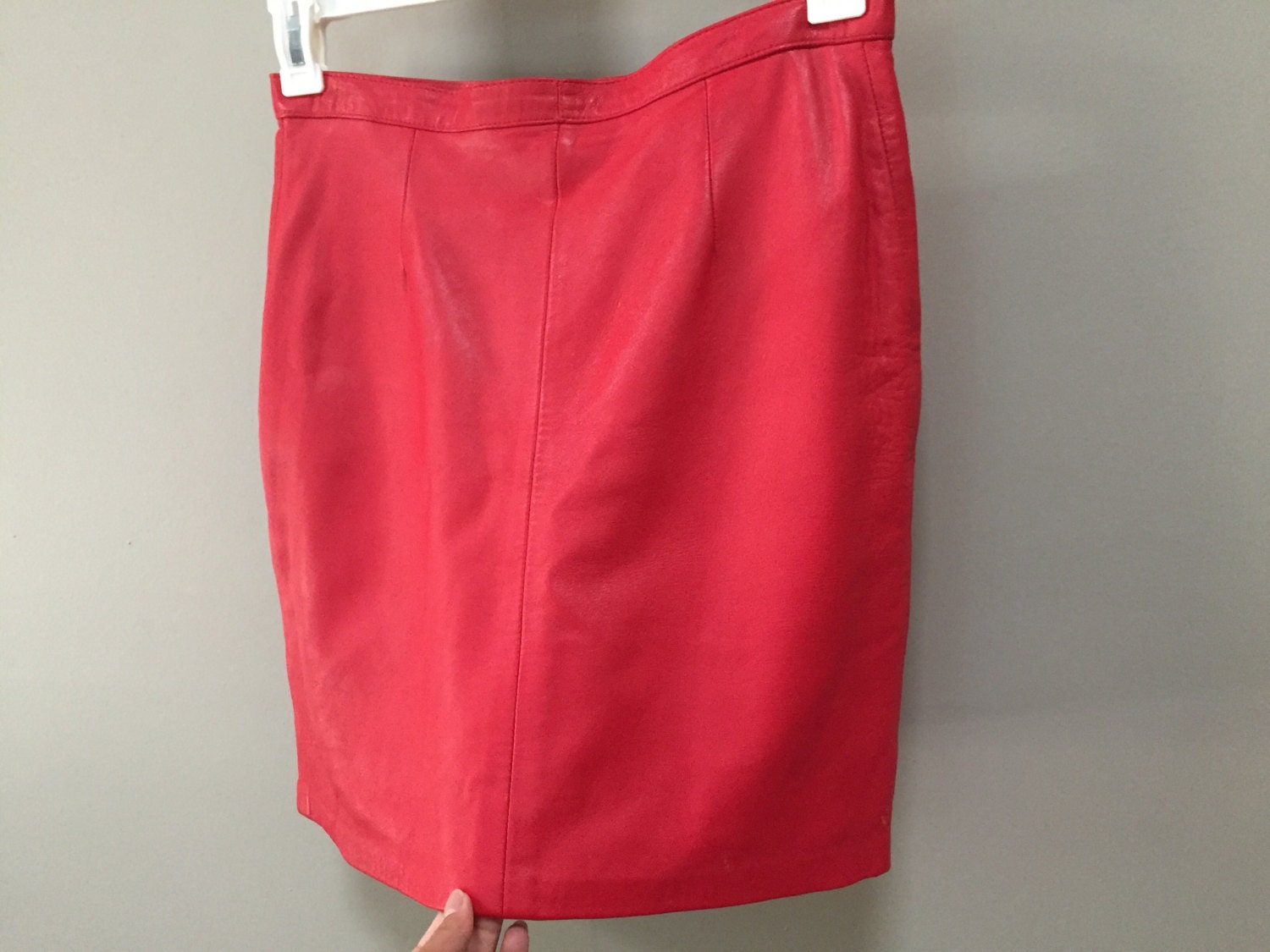 Red Leather Skirt Vintage Leather Mini Skirt Soft Italian