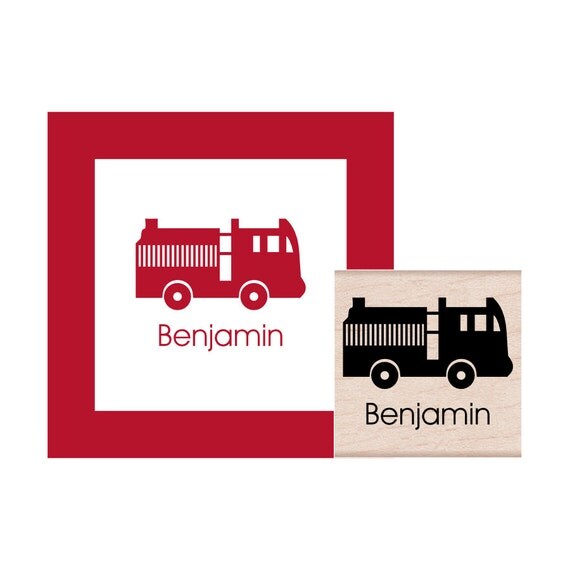 Fire Truck Personalized Rubber Stamp
