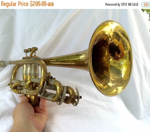 Antique Vintage Trumpet Frank Holton & by StudioVintage
