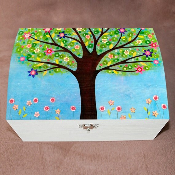 Tree Jewelry Box Large Wooden Handmade Jewellery Box by Sascalia