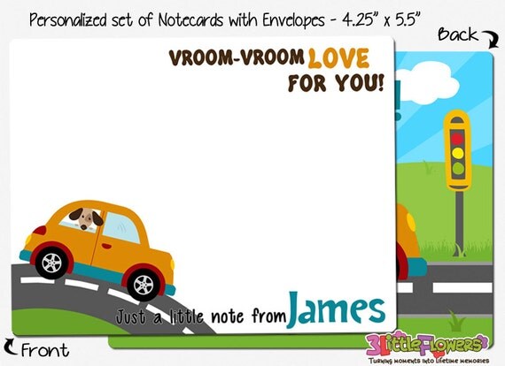 Car Note Cards Set of Personalized Note Cards 4.25 x 5.5