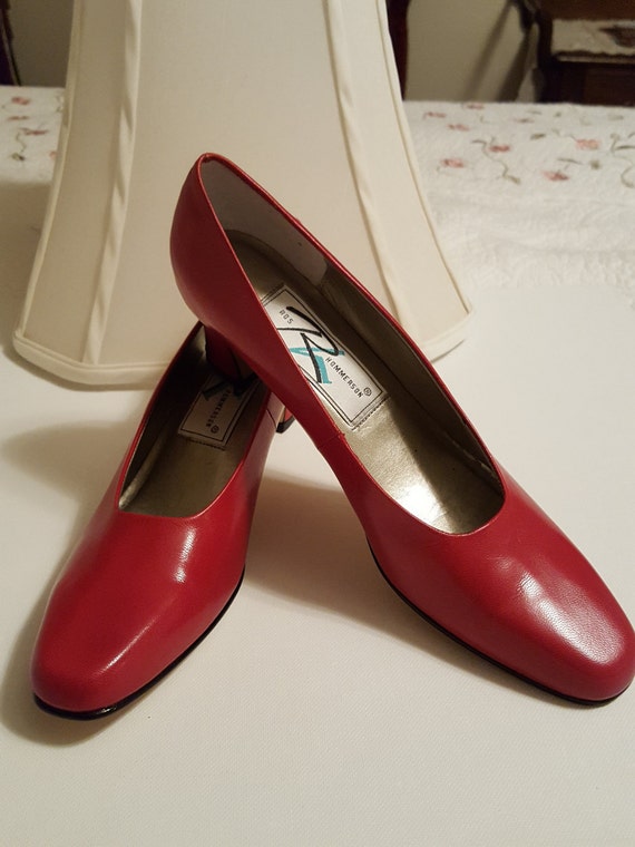 Shoes Women Red Leather Designer Ross Rommerson Pumps Low Heel