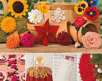 FELT FLOWER PATTERN / Christmas - Holiday - Wedding Decorations and Gifts