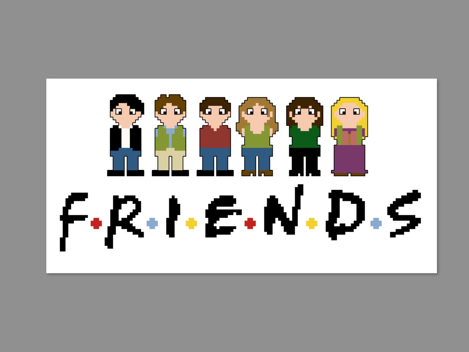 Friends Pixel People Character Cross Stitch PDF PATTERN ONLY