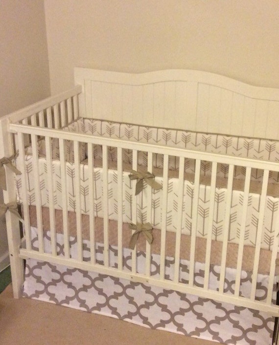 Taupe Arrows Gender Neutral Baby Bedding by butterbeansboutique