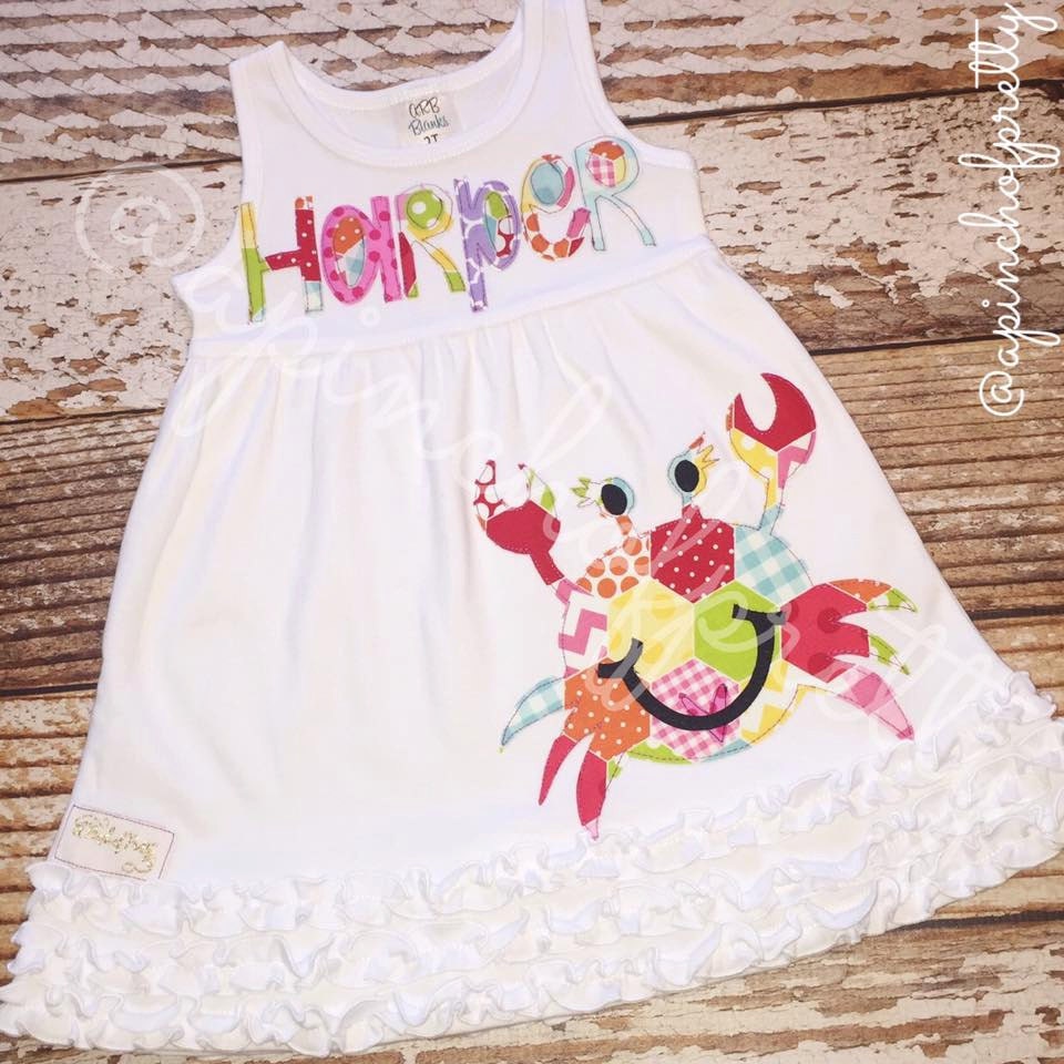 Personalized Crab Tank Dress / Summer Dress with Name / Beach