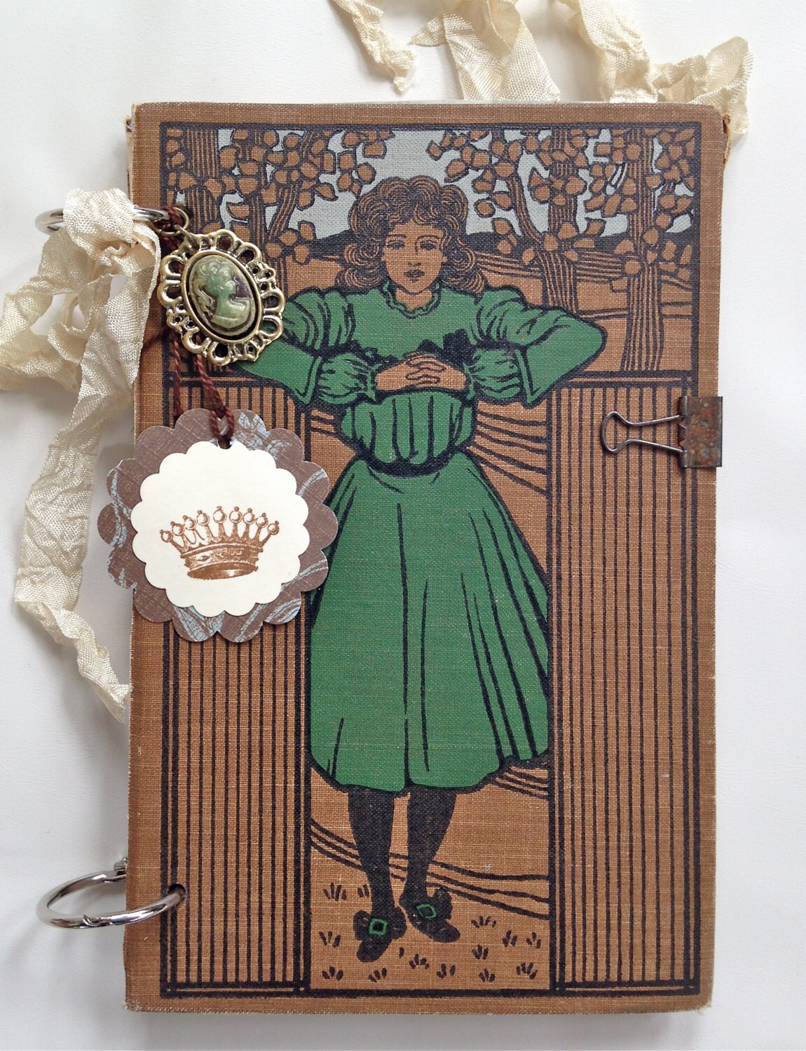 Vintage Book Cover Journal Art Journal Scrapbook Garden