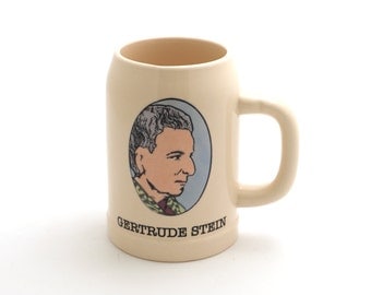 Gertrude Stein, beer stein, feminist, parks and recreation fan art, gift for writer, pawnee goddess creation, funny gift