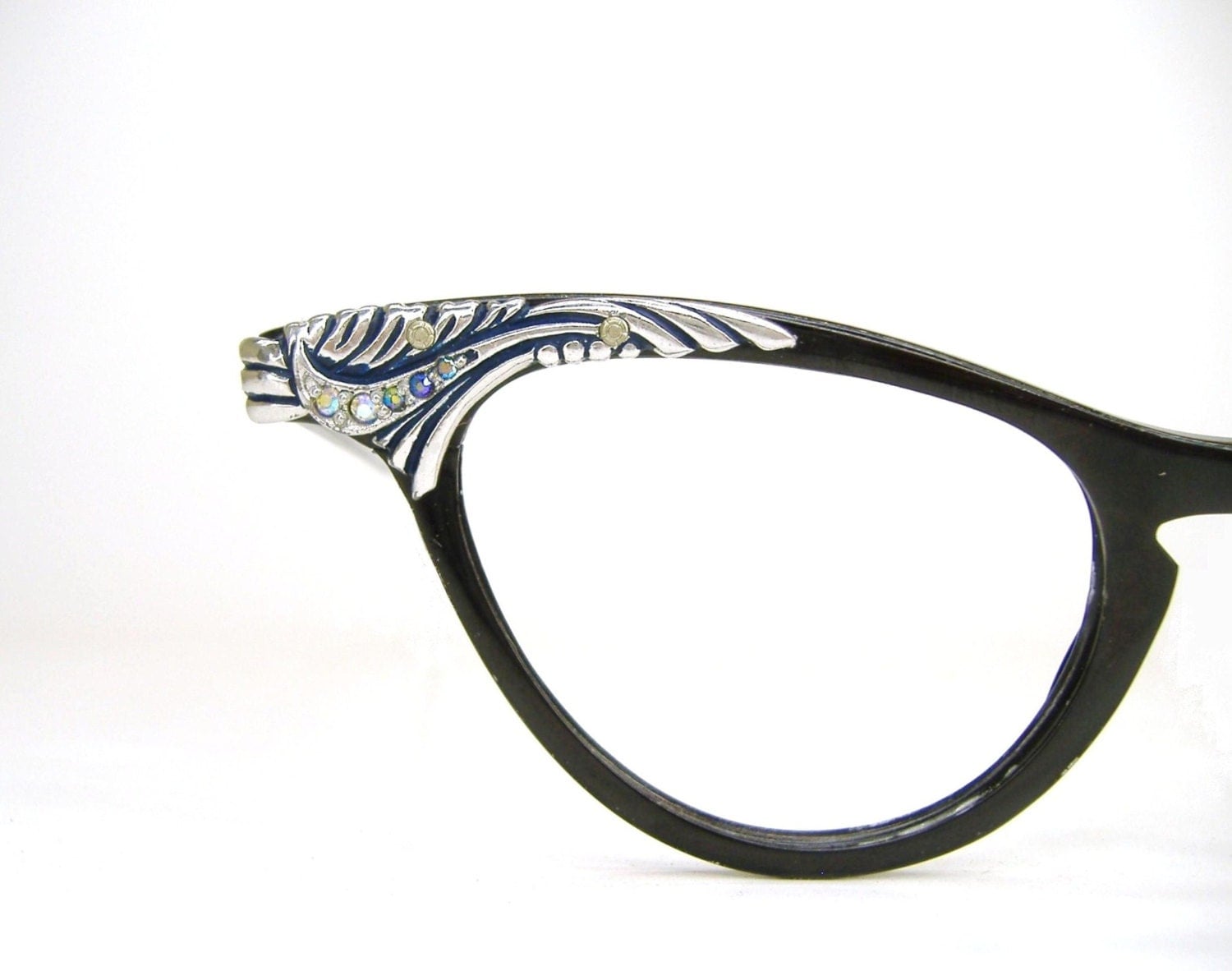 Vintage Black Cat Eye Glasses Eyeglasses Frame With