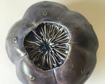 One Purple Ceramic Sea Urchin Pod Wall Art 2