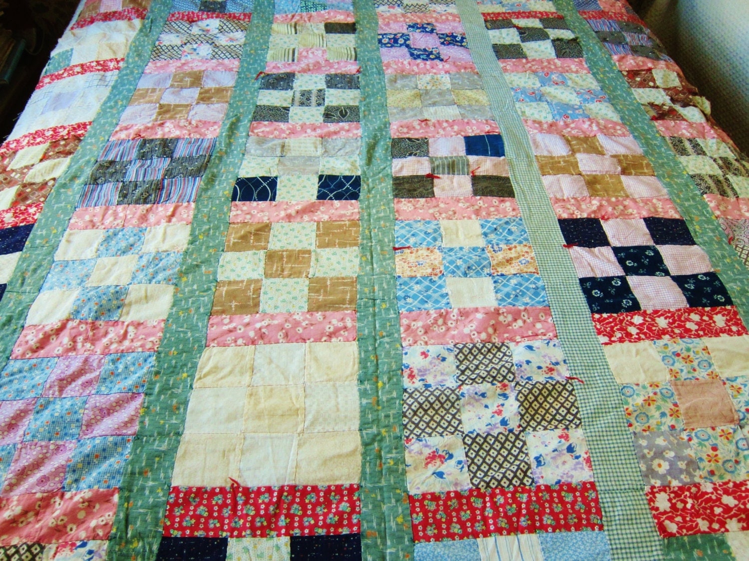 Quilt top 1910 30 cutter quilt top antique patchwork