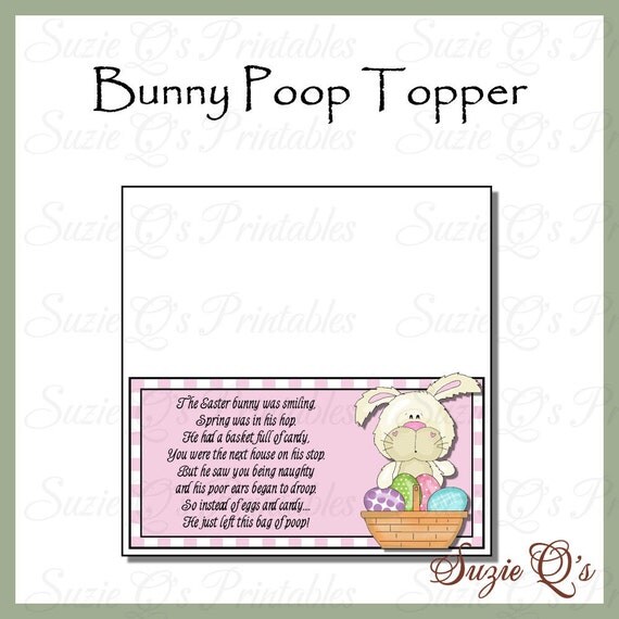 Bunny Poop Toppers Digital Printable Immediate Download