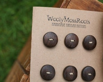 Black Walnut Wood Buttons- Handmade Wooden Buttons- Eco Knitting Supplies, Eco Craft Supplies