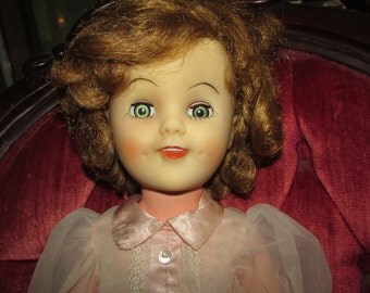 Large 18" Vinyl SHIRLEY TEMPLE Doll by A E Original Dress