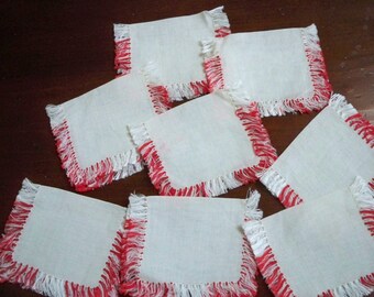 Vintage Home Drinkware Cloth Coasters Fringed Set of Eight Coasters