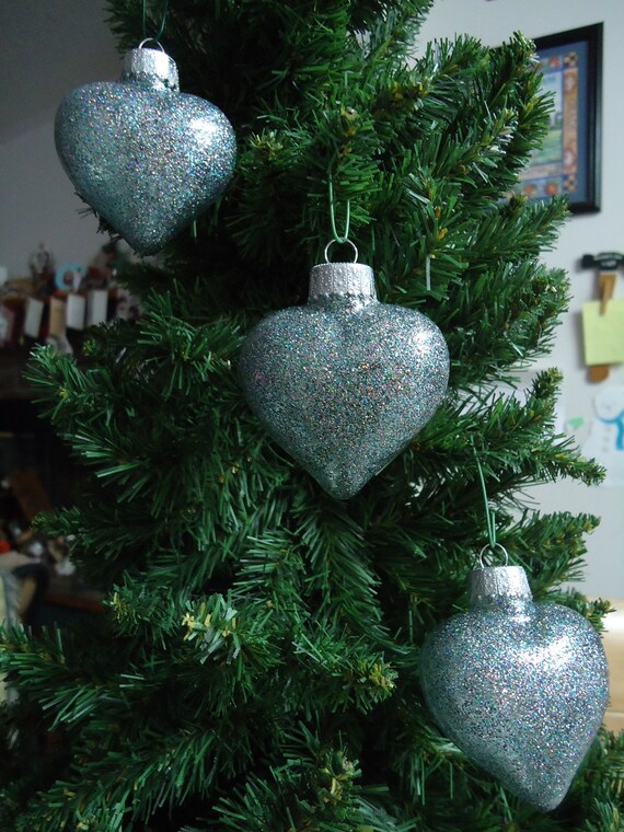 set of 3 multi colored glass heart christmas tree ornaments set of 3 multi colored glass heart christmas tree ornaments